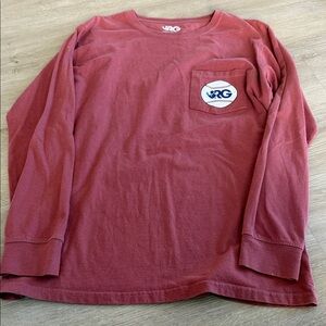 Long-Sleeve Pocket Tee with Baseball Patch — Deep Red
